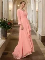 A-Line/Princess V-neck Sweep Train Chiffon Mother of the Bride Dresses With Ruffles