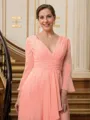 A-Line/Princess V-neck Sweep Train Chiffon Mother of the Bride Dresses With Ruffles