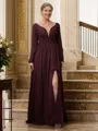 A-Line/Princess V-neck Floor-Length Chiffon Mother of the Bride Dresses With Ruffles