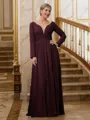 A-Line/Princess V-neck Floor-Length Chiffon Mother of the Bride Dresses With Ruffles