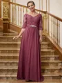 A-Line/Princess V-neck Floor-Length Chiffon Mother of the Bride Dresses With Lace