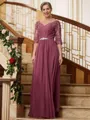 A-Line/Princess V-neck Floor-Length Chiffon Mother of the Bride Dresses With Lace