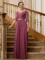 A-Line/Princess V-neck Floor-Length Chiffon Mother of the Bride Dresses With Lace