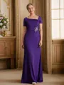 Sheath/Column Square Floor-Length Jersey Mother of the Bride Dresses With Beading