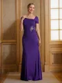 Sheath/Column Square Floor-Length Jersey Mother of the Bride Dresses With Beading