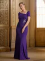 Sheath/Column Square Floor-Length Jersey Mother of the Bride Dresses With Beading