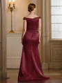 Sheath/Column Off-the-Shoulder Sweep Train Satin Mother of the Bride Dresses With Applique