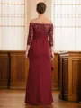 A-Line/Princess Off-the-Shoulder Floor-Length Stretch Crepe Mother of the Bride Dresses With Lace