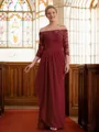 A-Line/Princess Off-the-Shoulder Floor-Length Stretch Crepe Mother of the Bride Dresses With Lace
