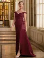 A-Line/Princess Off-the-Shoulder Floor-Length Stretch Crepe Mother of the Bride Dresses With Lace