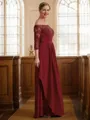 A-Line/Princess Off-the-Shoulder Floor-Length Stretch Crepe Mother of the Bride Dresses With Lace