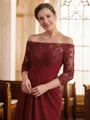 A-Line/Princess Off-the-Shoulder Floor-Length Stretch Crepe Mother of the Bride Dresses With Lace