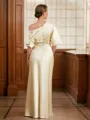 Sheath/Column Off-the-Shoulder Floor-Length Charmeuse Mother of the Bride Dresses With Ruffles