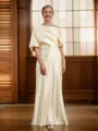 Sheath/Column Off-the-Shoulder Floor-Length Charmeuse Mother of the Bride Dresses With Ruffles