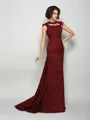 A-Line/Princess High Neck Court Train Silk Like Satin Mother of the Bride Dresses