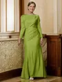 Sheath/Column Scoop Floor-Length Jersey Mother of the Bride Dresses With Ruffles