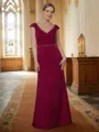 Sheath/Column V-neck Floor-Length Stretch Crepe Mother of the Bride Dresses With Beading
