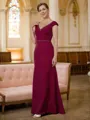 Sheath/Column V-neck Floor-Length Stretch Crepe Mother of the Bride Dresses With Beading