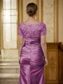 Sheath/Column V-neck Floor-Length Silk Like Satin Mother of the Bride Dresses With Applique