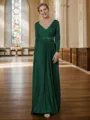 A-Line/Princess V-neck Sweep Train Jersey Mother of the Bride Dresses With Beading