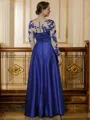 A-Line/Princess V-neck Floor-Length Satin Floor-Length With Applique