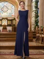 Sheath/Column Scoop Floor-Length Stretch Crepe Mother of the Bride Dresses