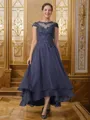 A-Line/Princess Scoop Asymmetrical Chiffon Mother of the Bride Dresses With Applique