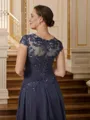 A-Line/Princess Scoop Asymmetrical Chiffon Mother of the Bride Dresses With Applique