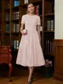 A-Line/Princess Scoop Tea-Length Chiffon Mother of the Bride Dresses With Lace
