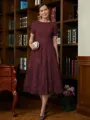 A-Line/Princess Scoop Tea-Length Chiffon Mother of the Bride Dresses With Lace