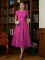 A-Line/Princess Scoop Tea-Length Chiffon Mother of the Bride Dresses With Lace