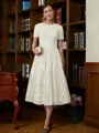 A-Line/Princess Scoop Tea-Length Chiffon Mother of the Bride Dresses With Lace