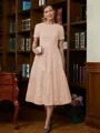 A-Line/Princess Scoop Tea-Length Chiffon Mother of the Bride Dresses With Lace