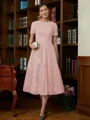 A-Line/Princess Scoop Tea-Length Chiffon Mother of the Bride Dresses With Lace