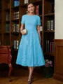 A-Line/Princess Scoop Tea-Length Chiffon Mother of the Bride Dresses With Lace