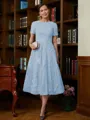 A-Line/Princess Scoop Tea-Length Chiffon Mother of the Bride Dresses With Lace