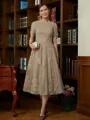 A-Line/Princess Scoop Tea-Length Chiffon Mother of the Bride Dresses With Lace