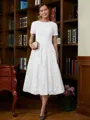 A-Line/Princess Scoop Tea-Length Chiffon Mother of the Bride Dresses With Lace