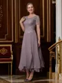 A-Line/Princess Scoop Ankle-Length Chiffon Mother of the Bride Dresses With Lace