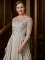 A-Line/Princess Scoop Tea-Length Chiffon Mother of the Bride Dresses With Lace