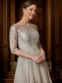 A-Line/Princess Scoop Tea-Length Chiffon Mother of the Bride Dresses With Lace