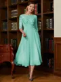 A-Line/Princess Scoop Tea-Length Chiffon Mother of the Bride Dresses With Lace