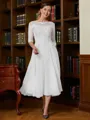 A-Line/Princess Scoop Tea-Length Chiffon Mother of the Bride Dresses With Lace