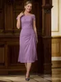 Sheath/Column Scoop Tea-Length Chiffon Mother of the Bride Dresses With Applique