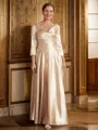A-Line/Princess V-neck Ankle-Length Silk Like Satin Mother of the Bride Dresses With Ruffles