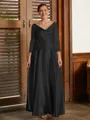 A-Line/Princess V-neck Ankle-Length Silk Like Satin Mother of the Bride Dresses With Ruffles