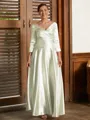 A-Line/Princess V-neck Ankle-Length Silk Like Satin Mother of the Bride Dresses With Ruffles