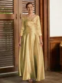 A-Line/Princess V-neck Ankle-Length Silk Like Satin Mother of the Bride Dresses With Ruffles