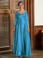 A-Line/Princess V-neck Ankle-Length Silk Like Satin Mother of the Bride Dresses With Ruffles
