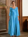 A-Line/Princess V-neck Ankle-Length Silk Like Satin Mother of the Bride Dresses With Ruffles